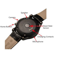 Men Style Smartwatch T2 rond en acier inoxydable Montre Bluetooth Montre Smart Android avec fréquence cardiaque